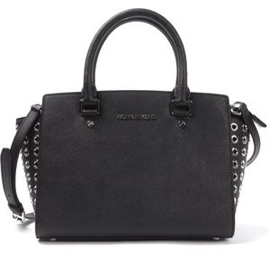 MICHAEL KORS Selma Grommet Medium Satchel Bag.
